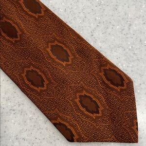 Vtg Wemlon By WEMBLEY 70s Necktie Tie Rust Orange & Brown Print Madmen Style